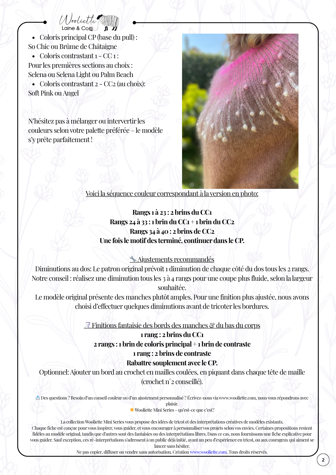 Feuillet explicatif Candymelts version Wooliette Mini Series PDF FR