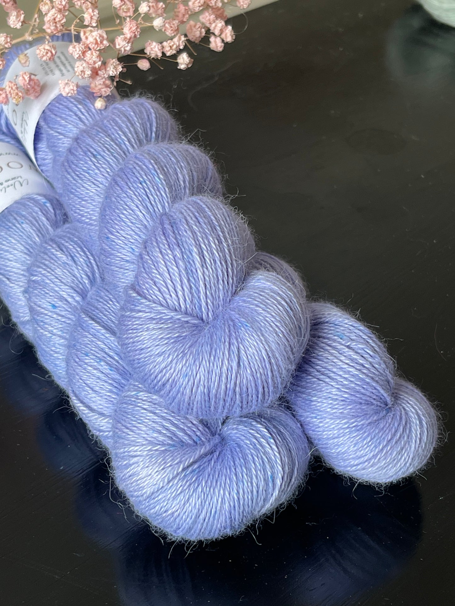 Laine de luxe alpaga cachemire et soie fingering bleu lavande France Wooliette