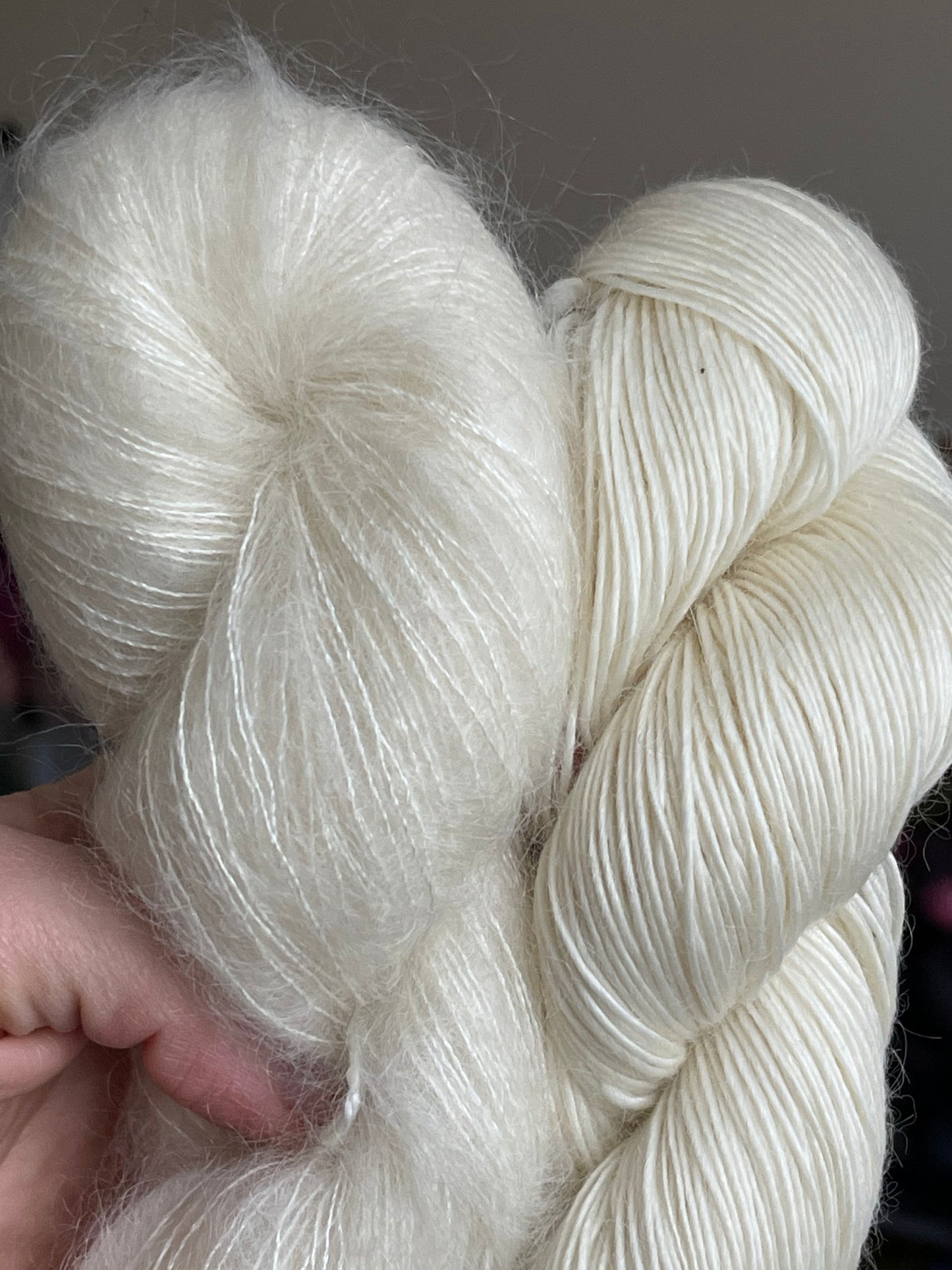 Laine Bellezza Fingering mérinos kid mohair écrue Neige non teinte Wooliette