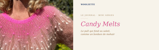 Pull Candy Melts tricoté en mohair et soie Wooliette, dégradé rose et brun caramel