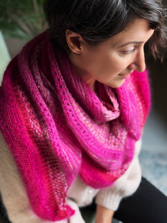 patron tricot gratuit chale Ornella Wooliette mohair et soie