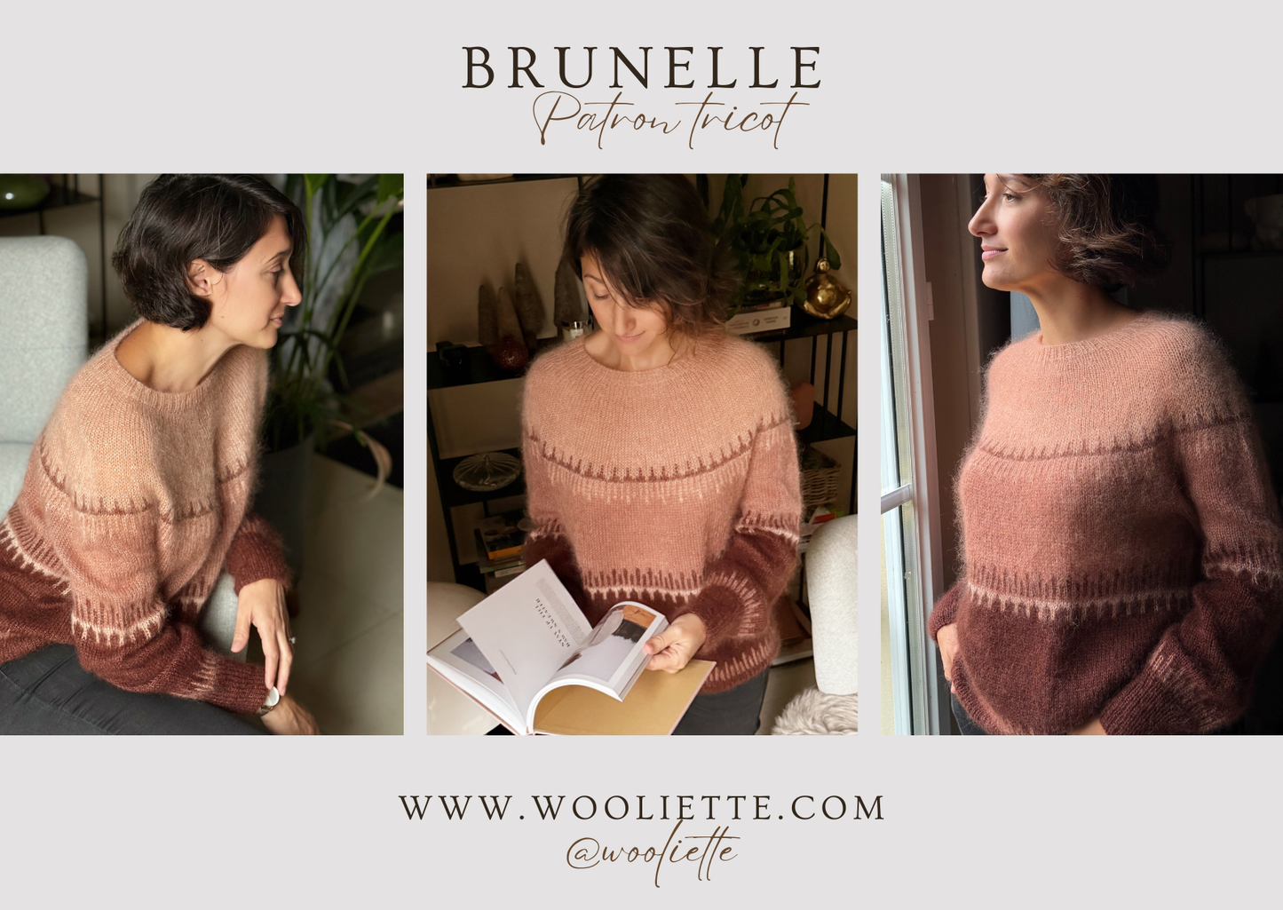 Combo Laine Pull Brunelle + Patron PDF Offert - Mohair Soie - Wooliette