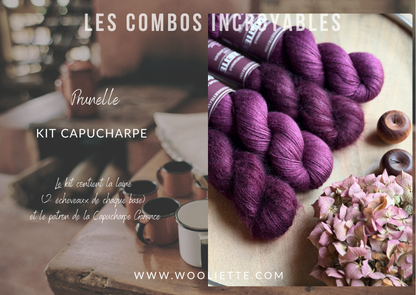 Kit laine et patron Capucharpe Garance base Yalux + Mohair