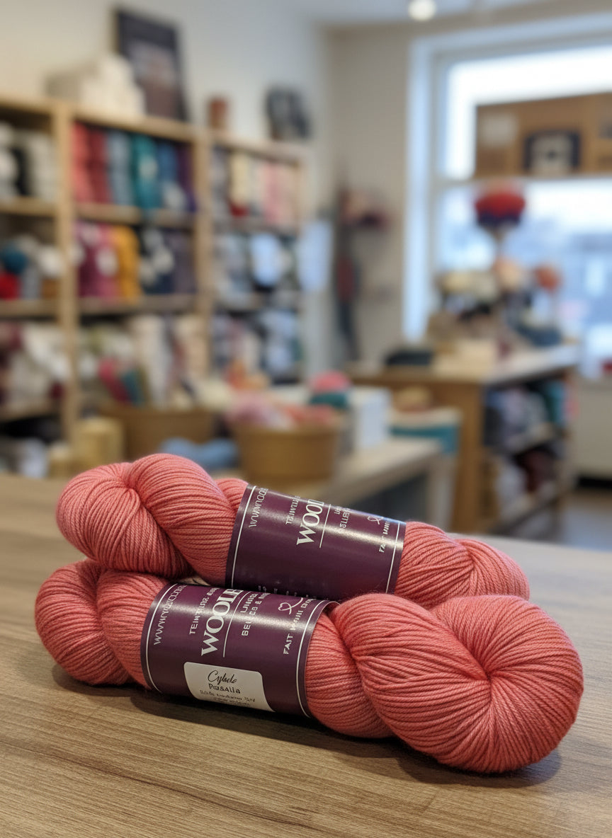 laine artisanale Wooliette, Cybele, coloris Rosalia, mérinos et nylon, laine à chaussettes