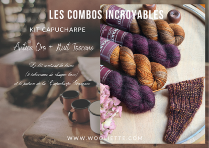 Kit laine et patron Capucharpe Garance base Yalux + Mohair