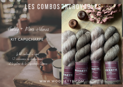 Kit laine et patron Capucharpe Garance base Yalux + Mohair