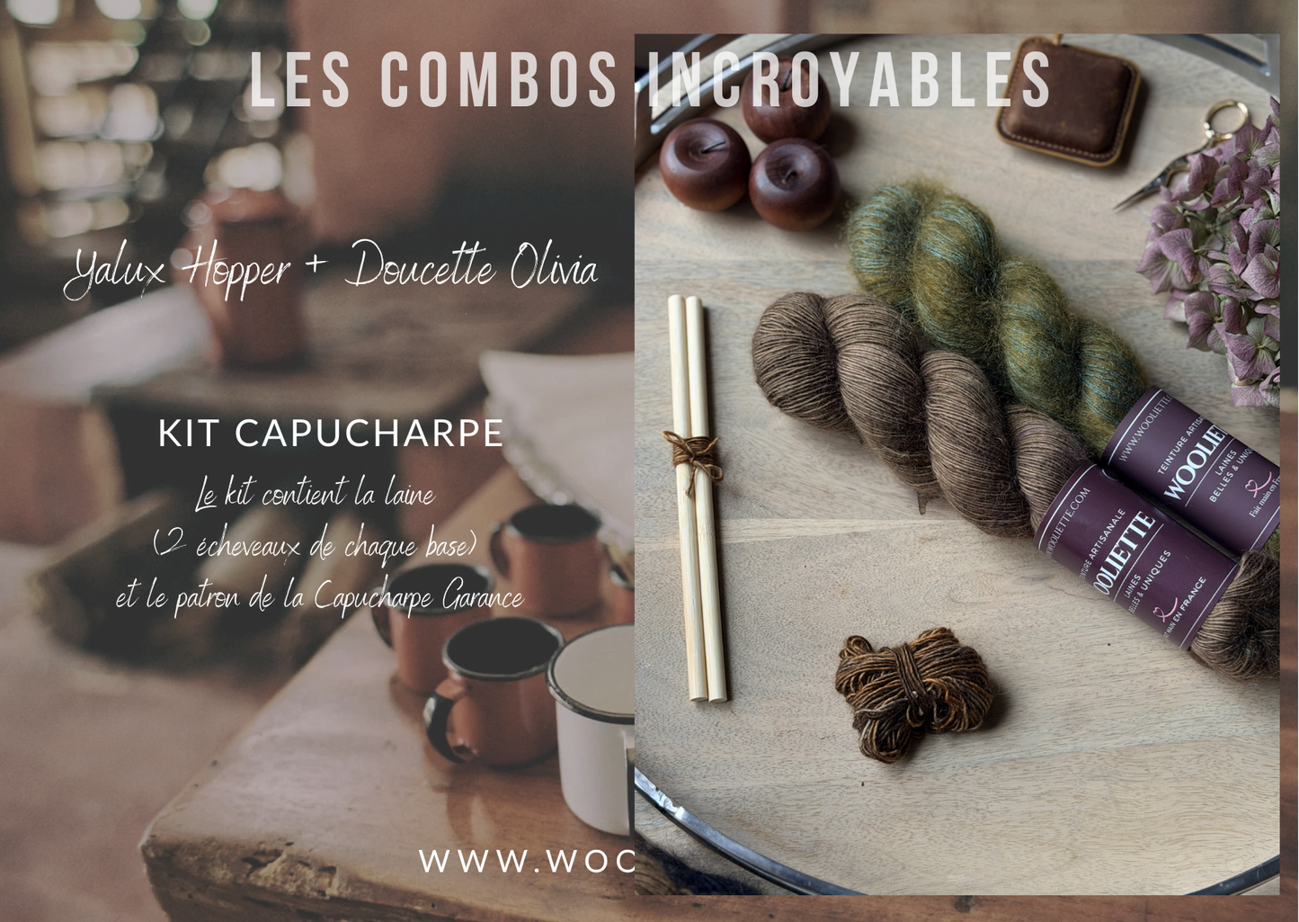 Kit laine et patron Capucharpe Garance base Yalux + Mohair