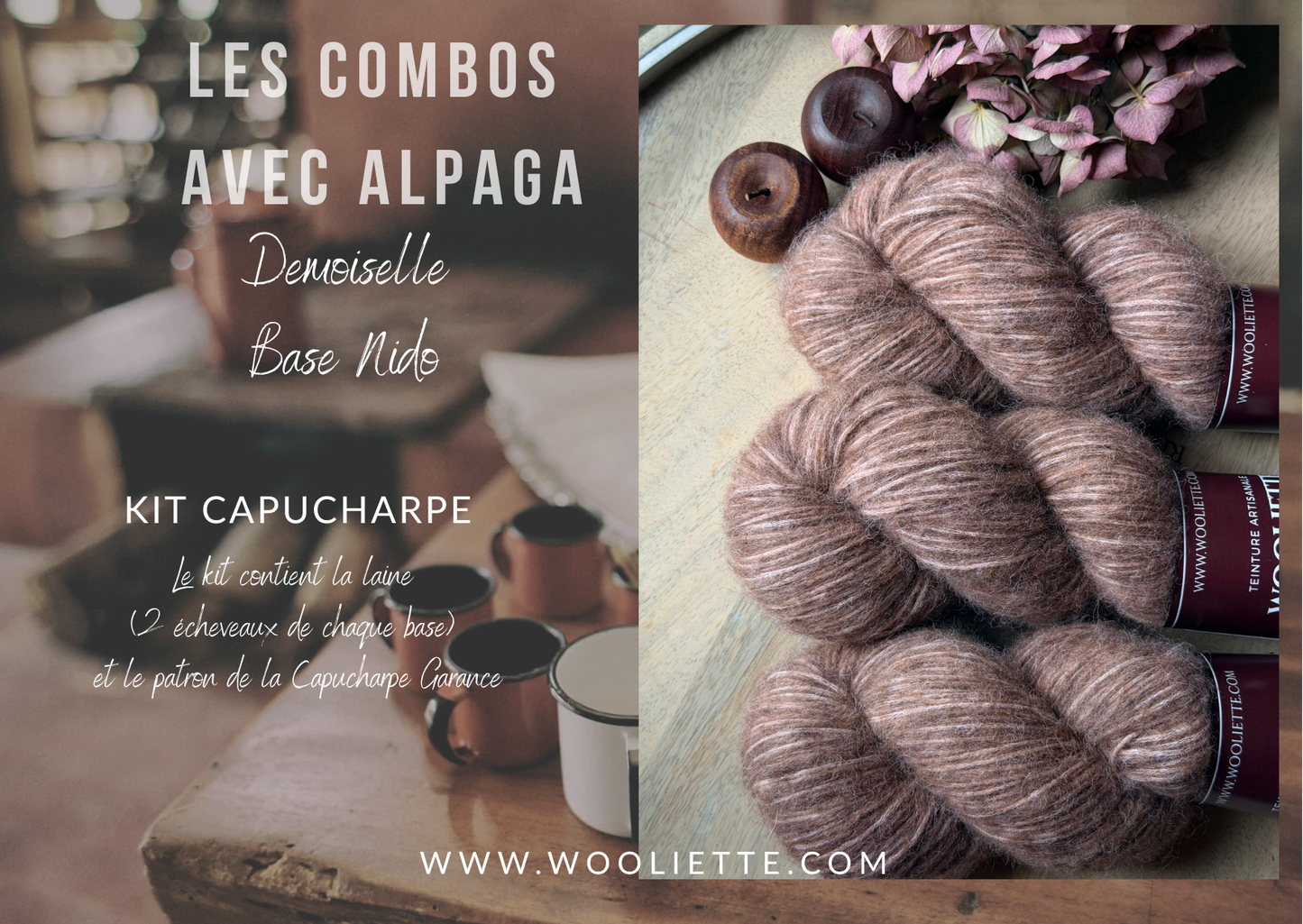 Kit laine et patron Capucharpe Garance base Alpaga