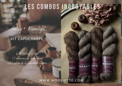 Kit laine et patron Capucharpe Garance base Yalux + Mohair