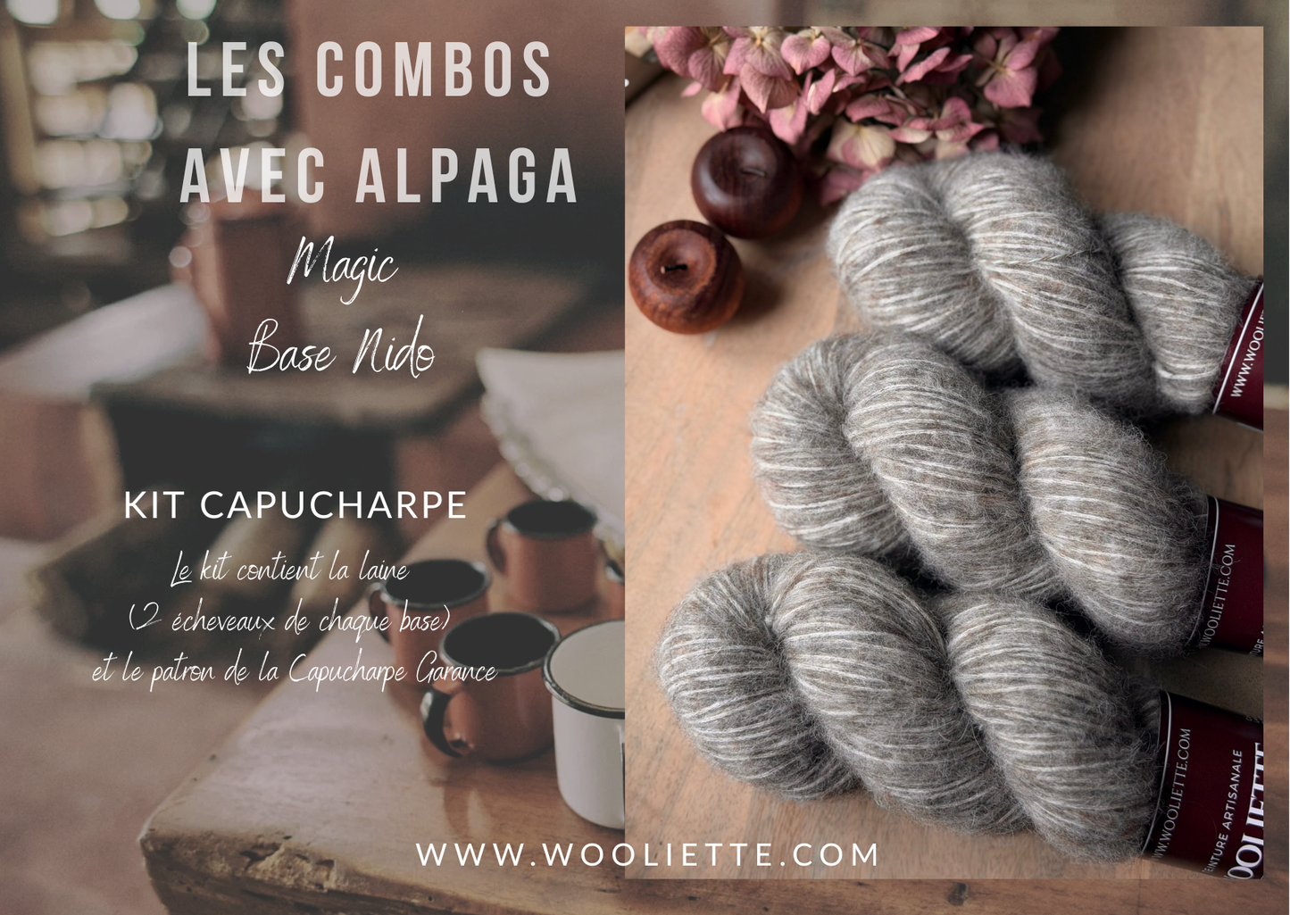 Kit laine et patron Capucharpe Garance base Alpaga