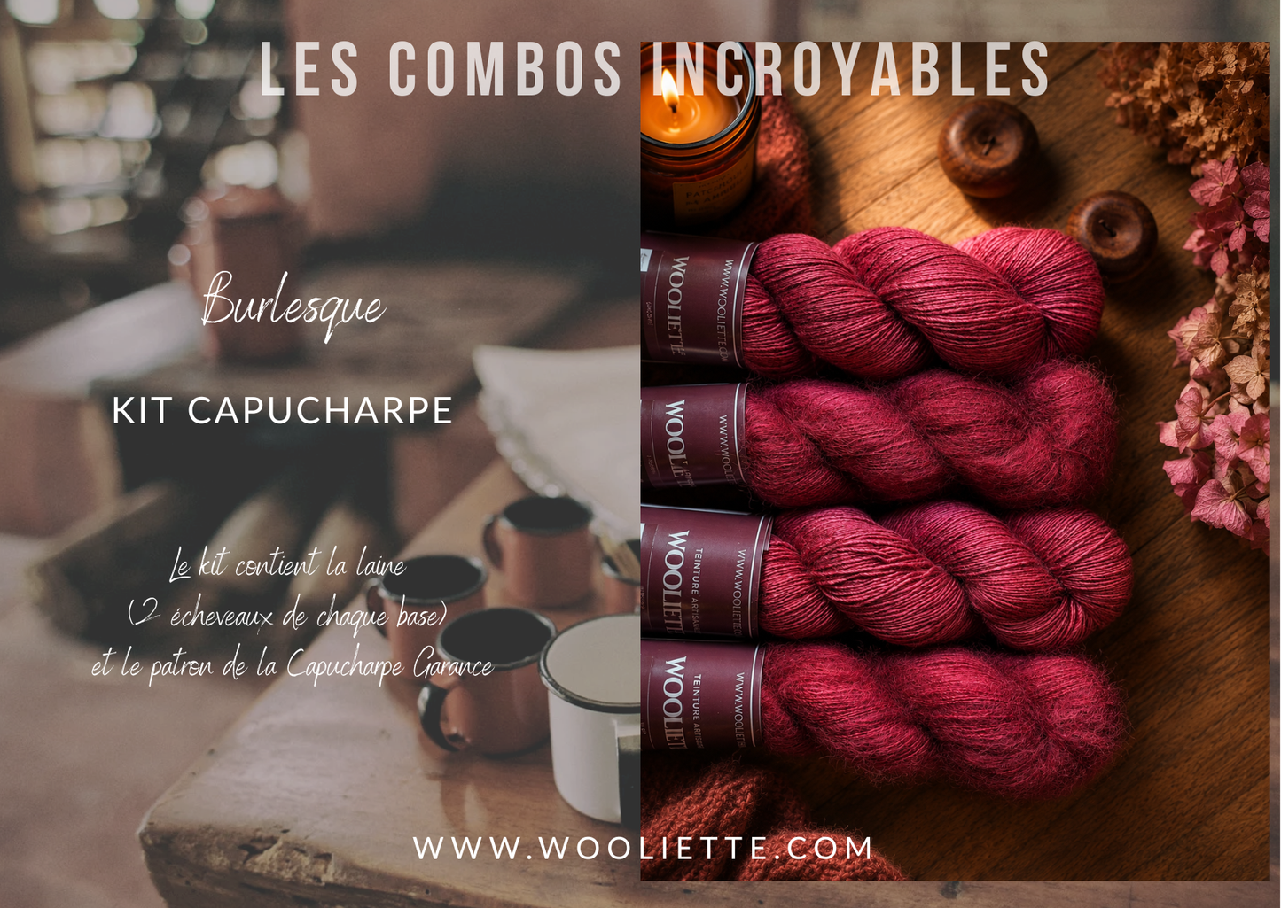 Kit laine et patron Capucharpe Garance base Yalux + Mohair