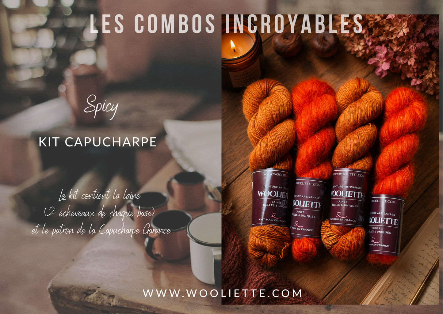Kit laine et patron Capucharpe Garance base Yalux + Mohair