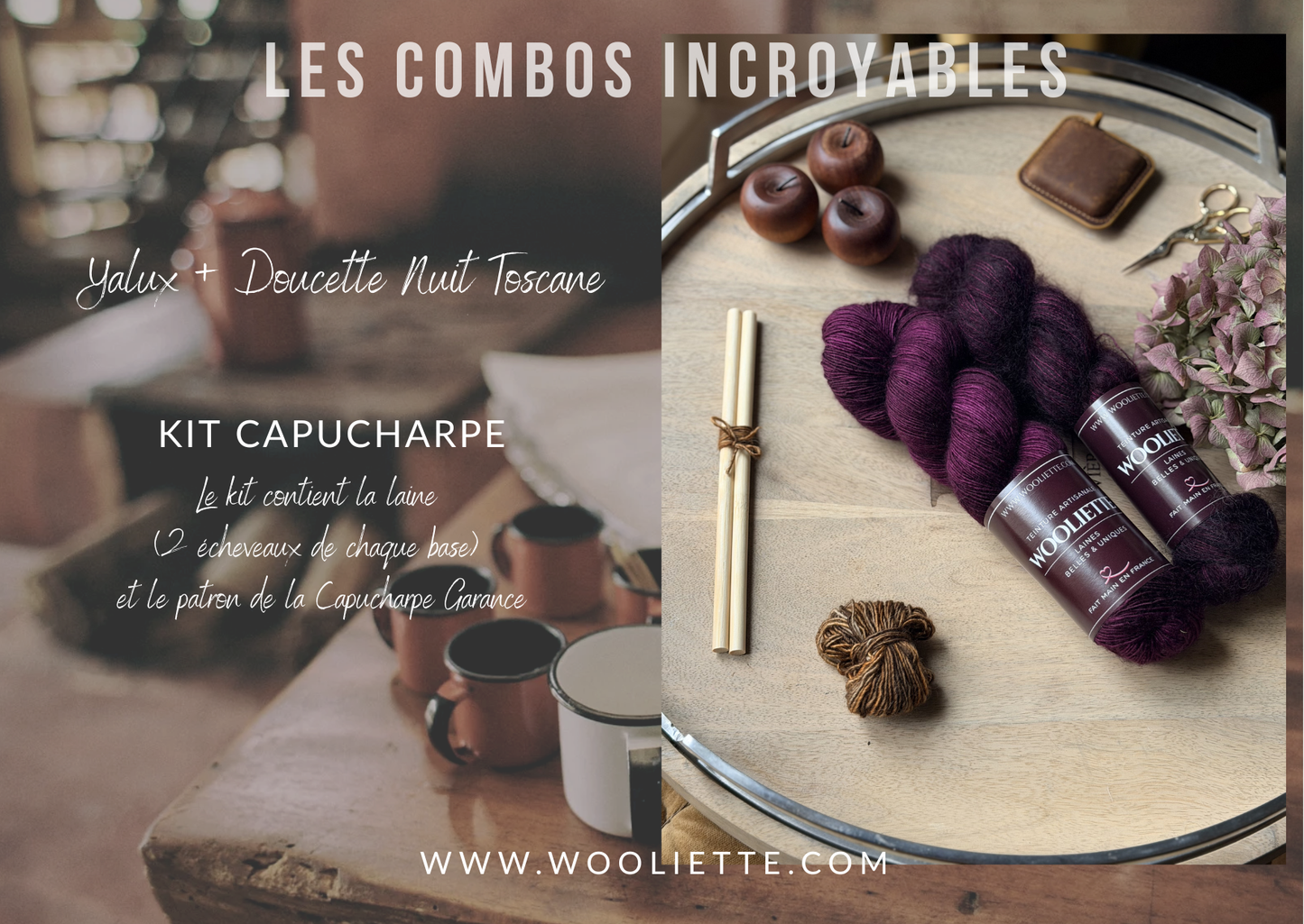Kit laine et patron Capucharpe Garance base Yalux + Mohair