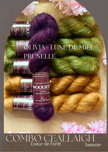 Combo Pull Ceallaigh Sweater (Coeur de forêt) - Mohair Soie Doucette