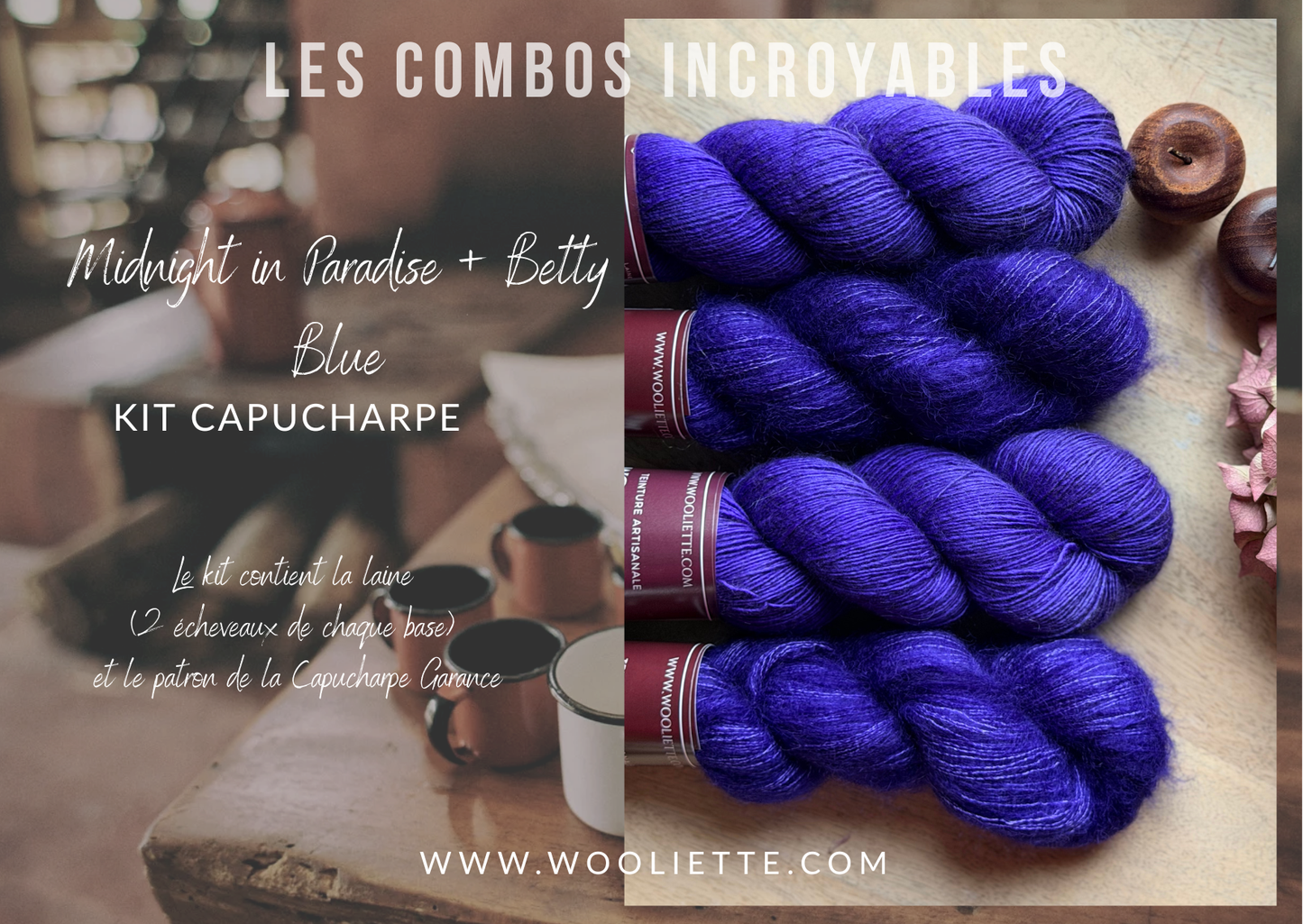 Kit laine et patron Capucharpe Garance base Yalux + Mohair