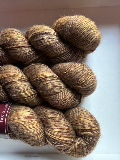 Laine artisanale Fingering Yalux mérinos soie et yak - Olive Drift