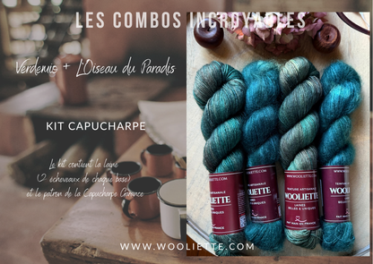 Kit laine et patron Capucharpe Garance base Yalux + Mohair