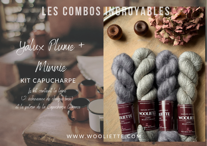 Kit laine et patron Capucharpe Garance base Yalux + Mohair