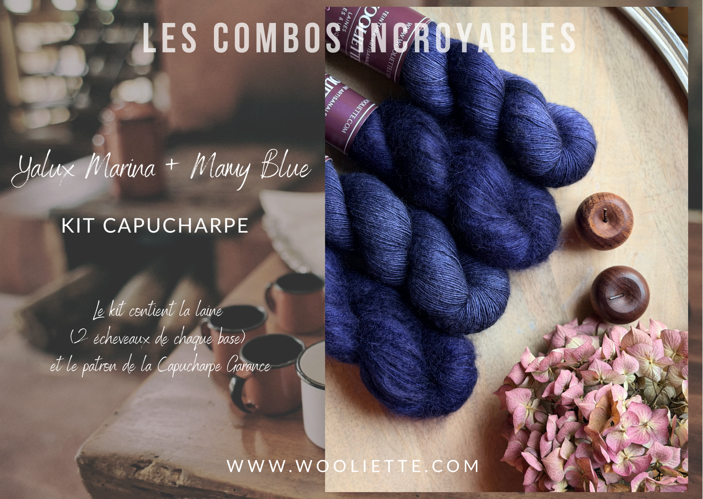 Kit laine et patron Capucharpe Garance base Yalux + Mohair