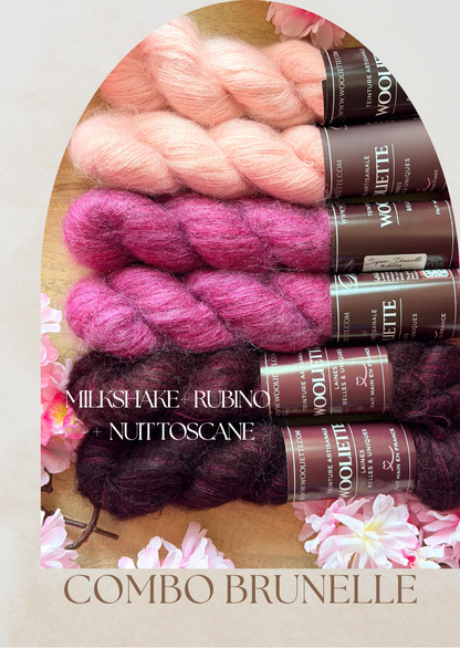 Combo Laine Pull Brunelle + Patron PDF Offert - Mohair Soie - Wooliette