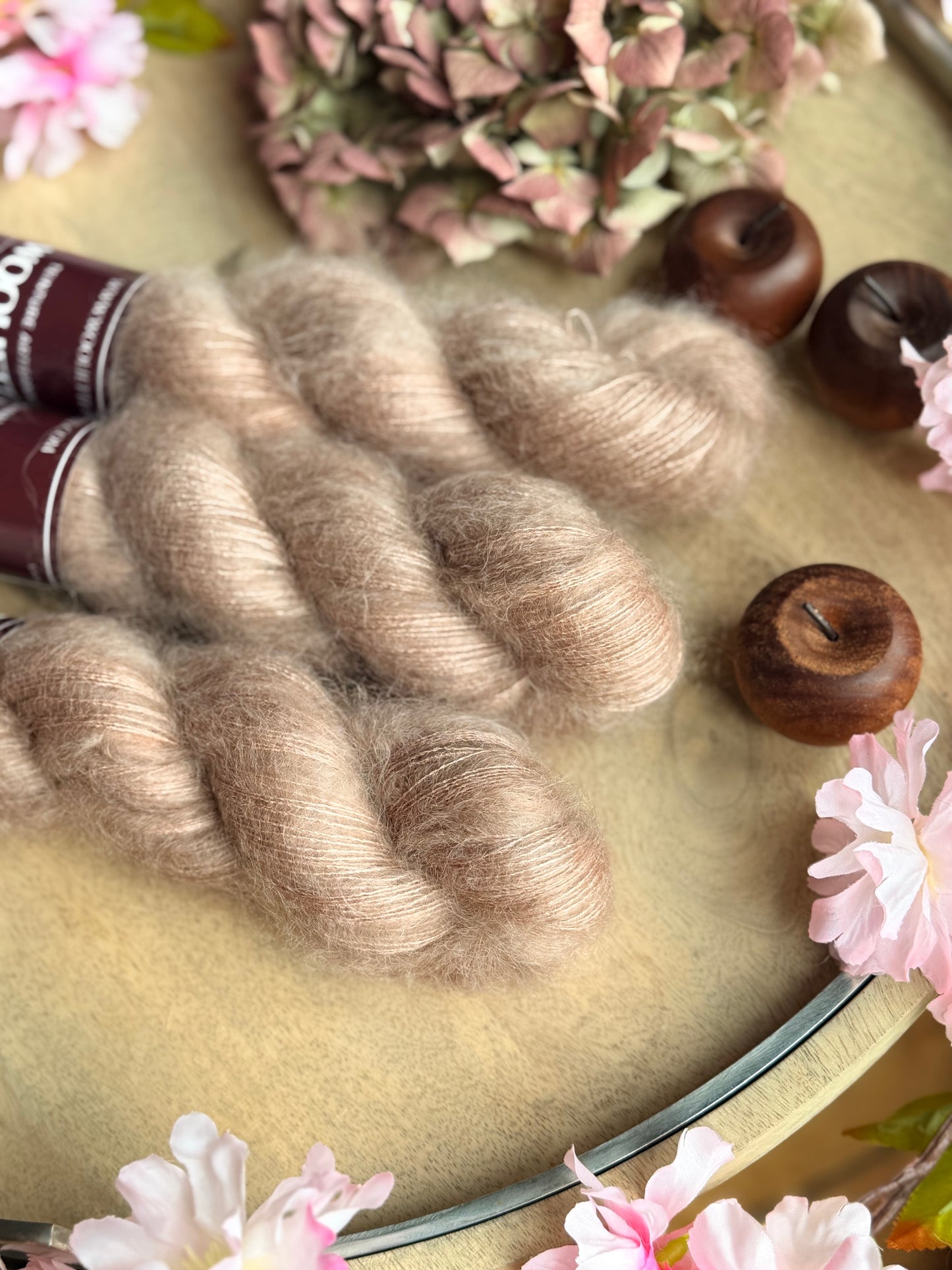 Laine artisanale Doucette Kid Mohair & Soie Latte Rosatto