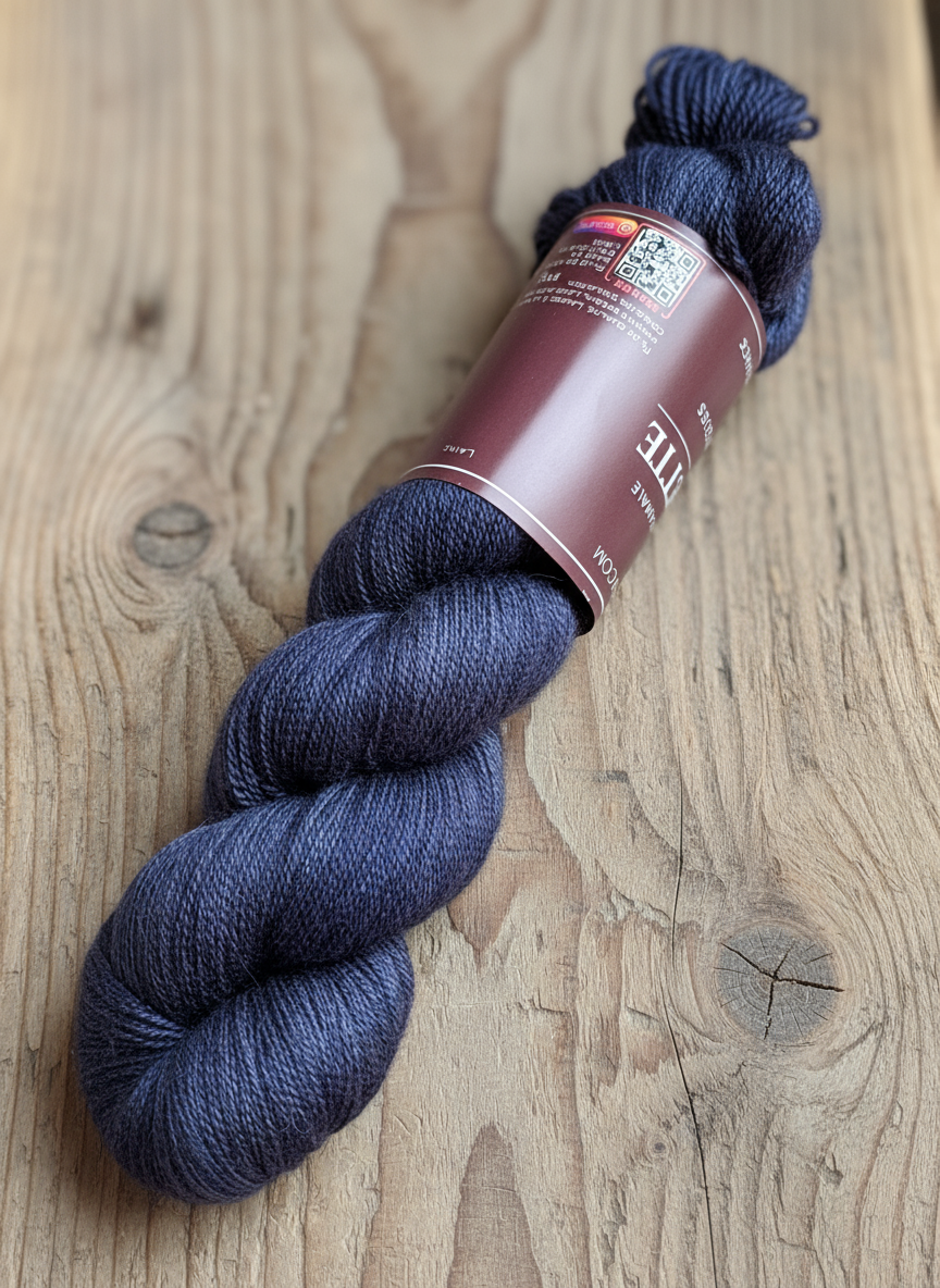 Laine Yakiss lace retordue mérinos yak et soie Mamy Blue bleu marine teinte main Wooliette