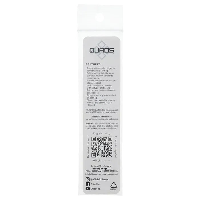 ChiaoGoo QUADS Lace aiguilles interchangeables 13cm 3,75 mm - 1pc