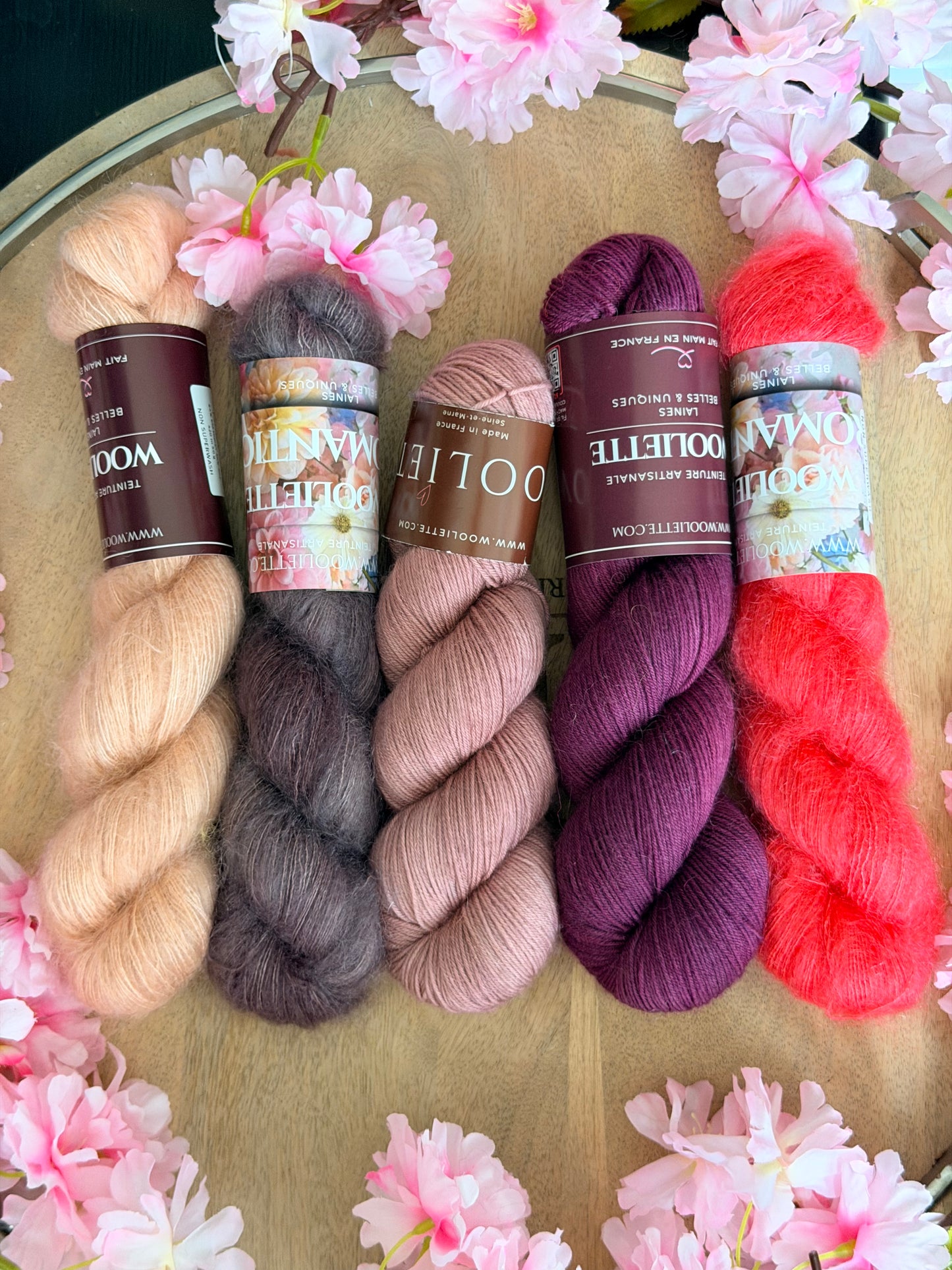 Écheveaux laine Wooliette combo Pixel palette de roses pour châle Stephen West