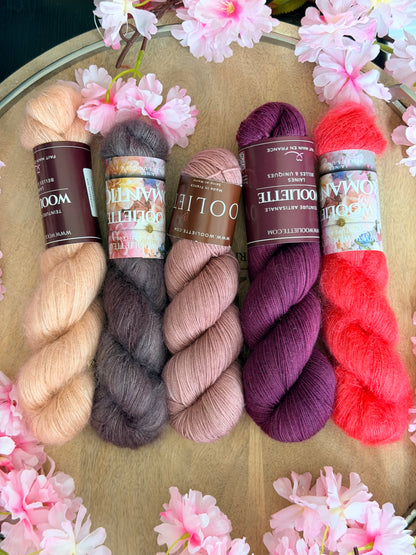 Écheveaux laine Wooliette combo Pixel palette de roses pour châle Stephen West