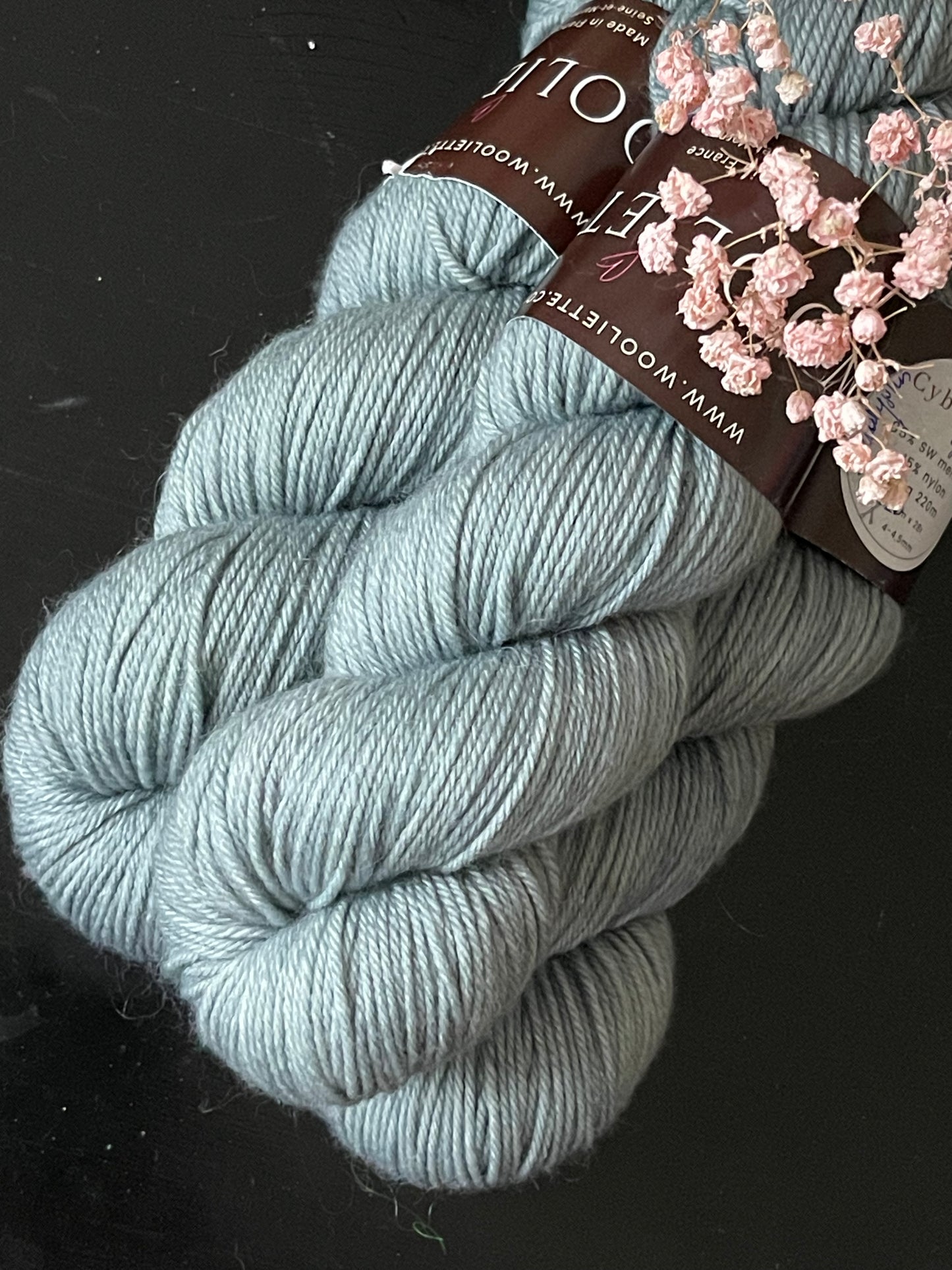 Laine Cybele DK mérinos nylon Eucalyptus vert-gris teinte main Wooliette