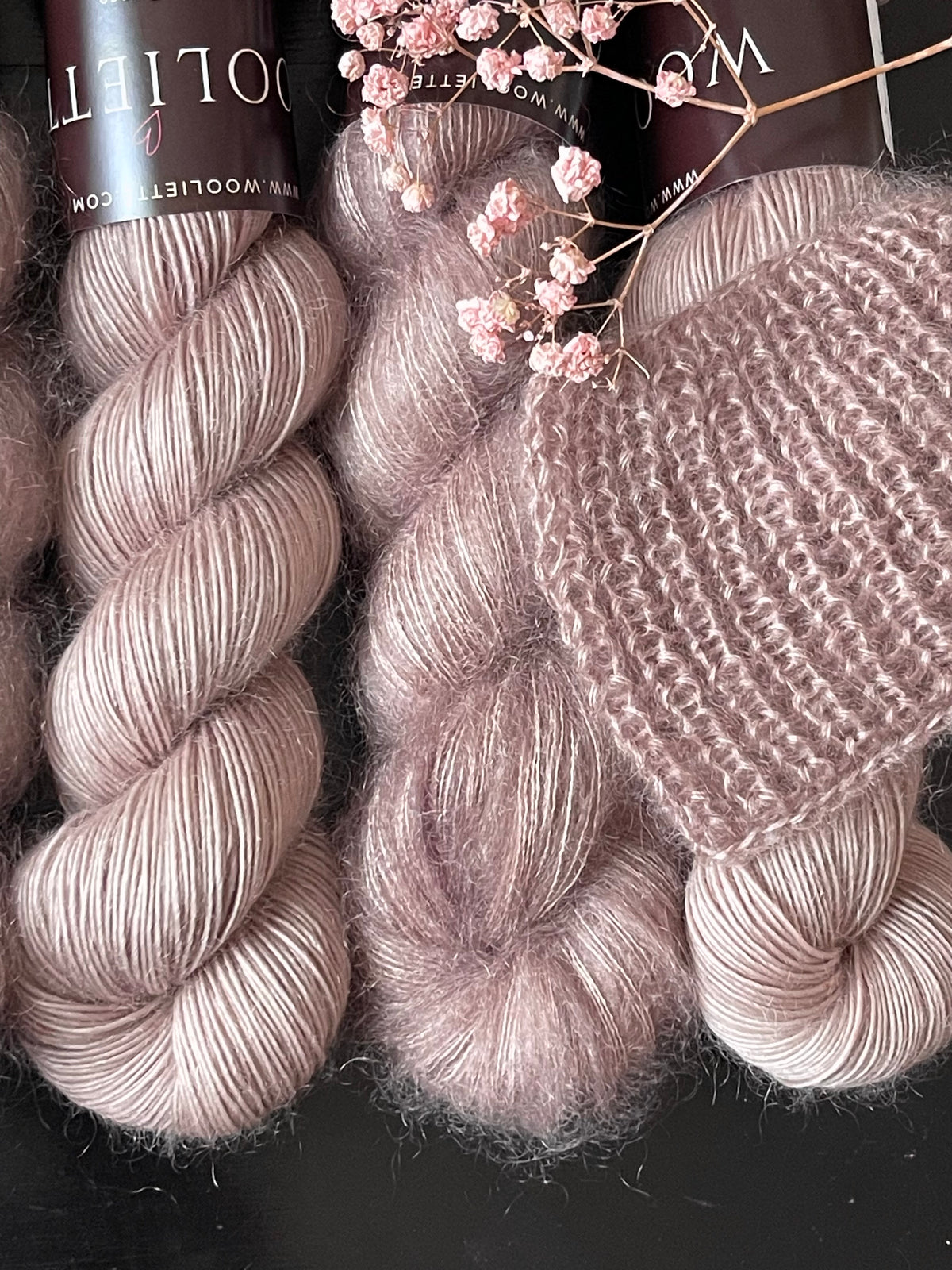 Écheveau laine single mérinos mohair fingering Mars et Vénus 100g 400m bois rosé Wooliette
