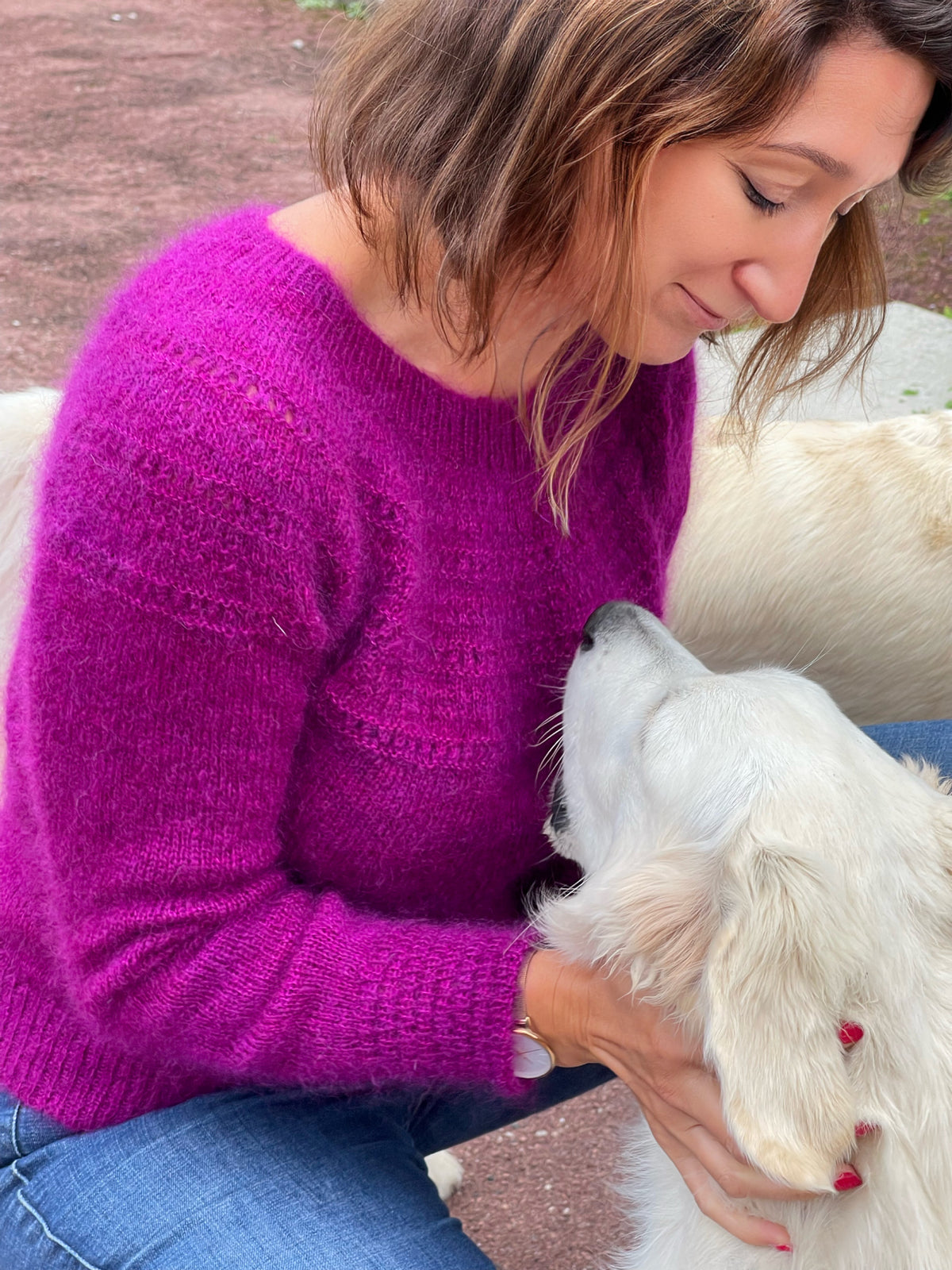 Détail texture laine Bellezza mérinos kid mohair coloris magenta violacé Barocco Wooliette
