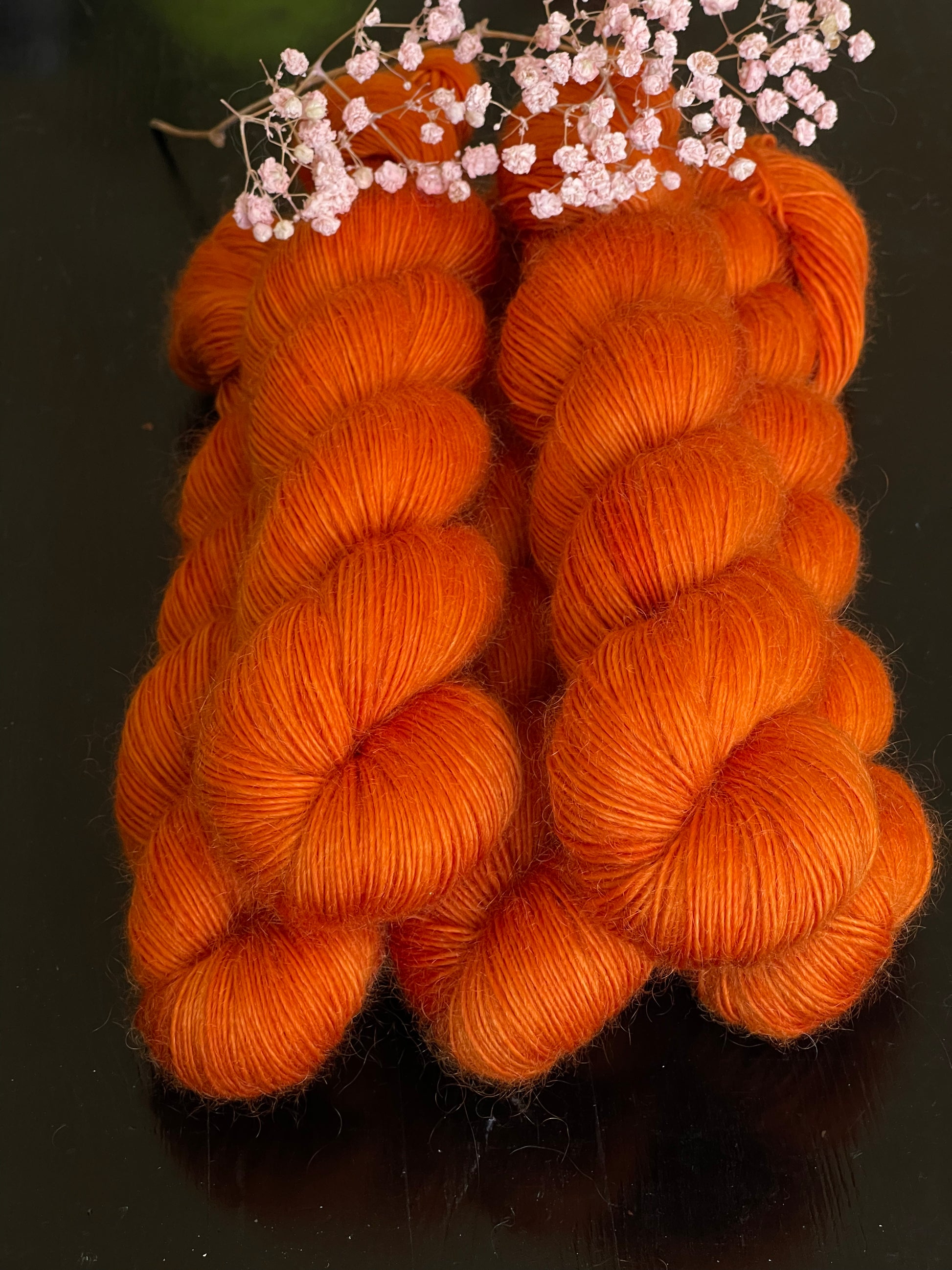 Laine Bellezza Fingering mérinos kid mohair Spicy orange épicé teinte main Wooliette