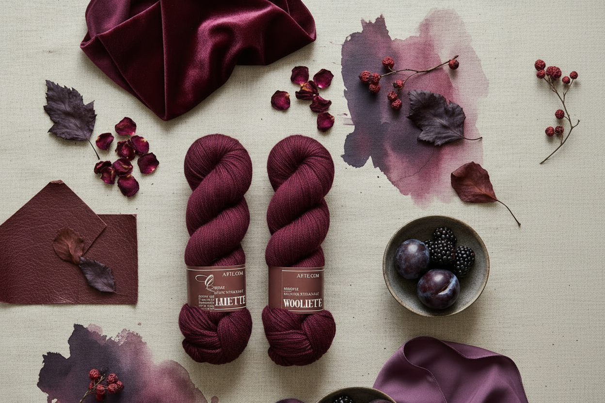 Laine fingering merinos prune cabernet teinte à la main Wooliette