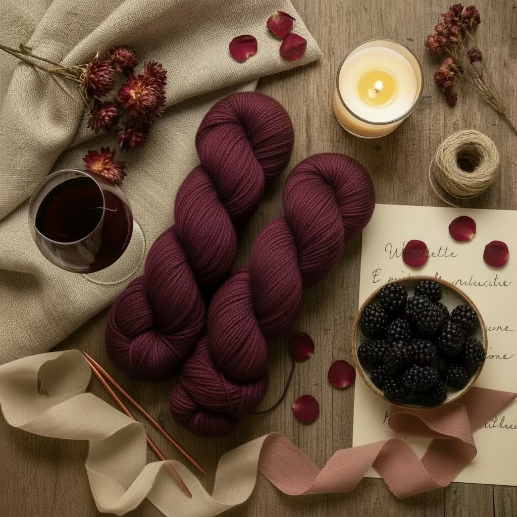 Laine fingering merinos prune cabernet teinte à la main Wooliette