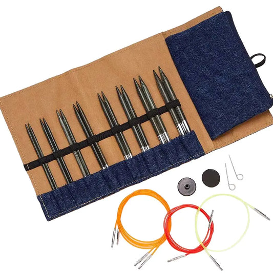 KnitPro Wood Indigo Kit d'aiguilles interchangeables 13 cm