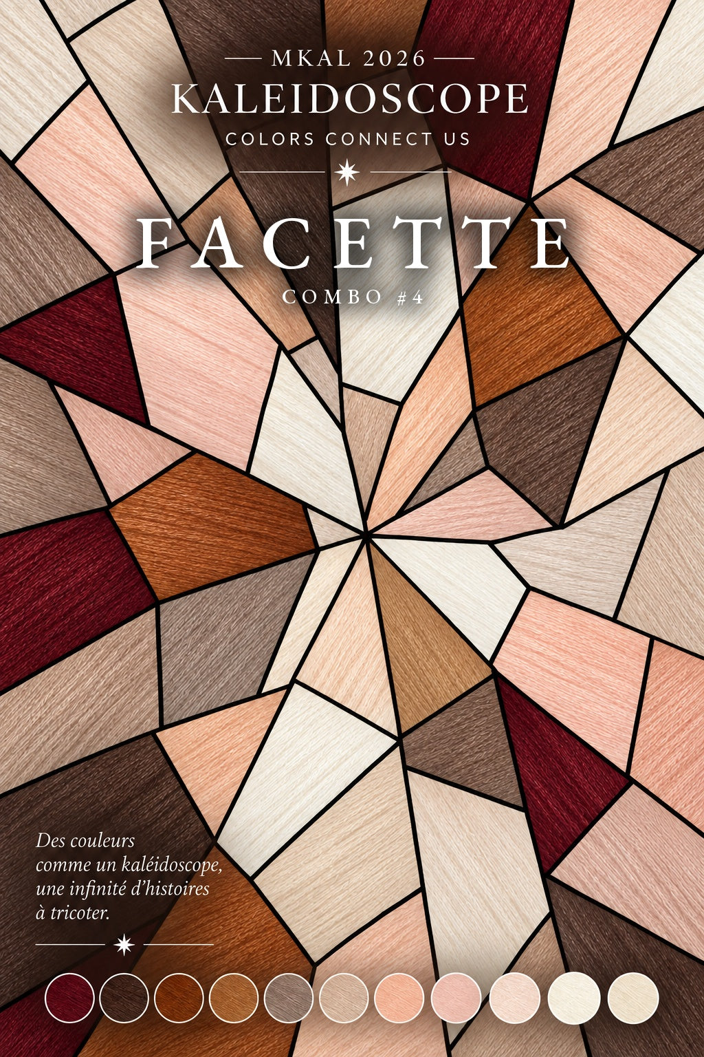Kit MKAL 2026 Kaleidoscope Prisme combo 11 huit écheveaux laine fingering teinte main Wooliette