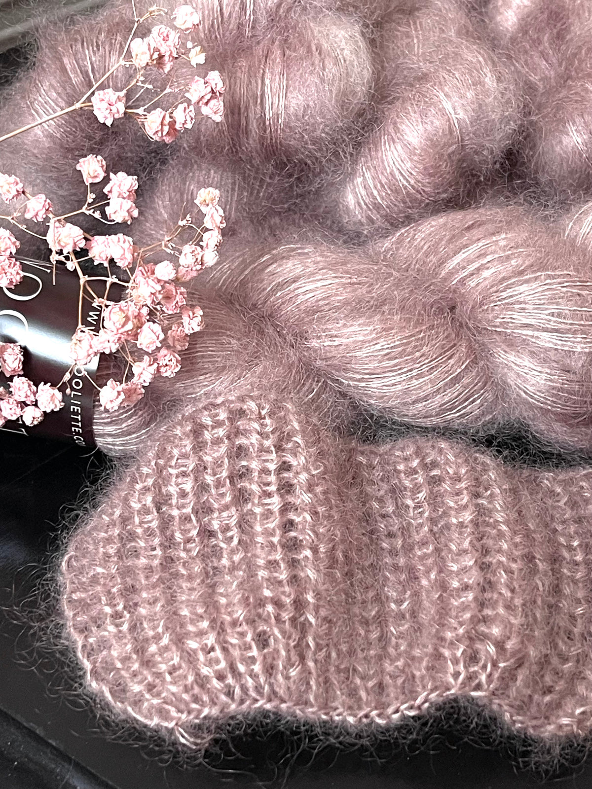 Écheveaux laine mohair soie Doucette Mars et Vénus 50g 420m bois rosé clair Wooliette