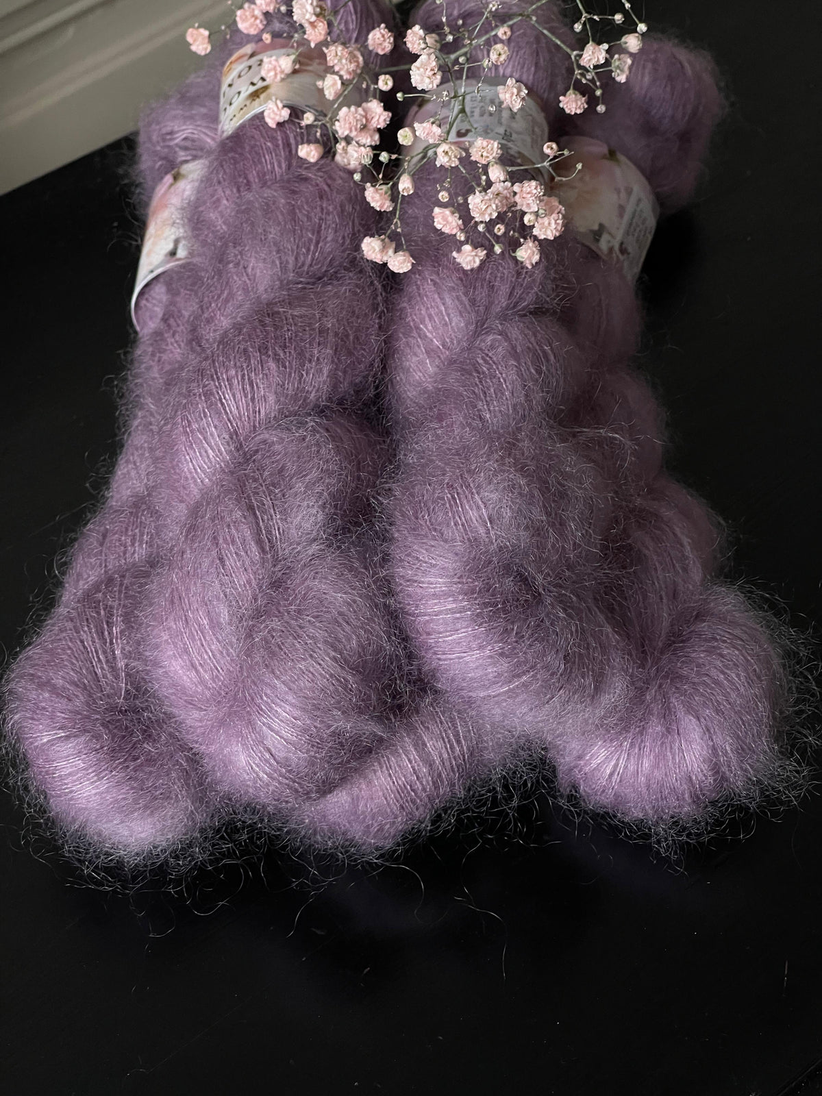Laine Doucette Romantica kid mohair et soie Tison orange rouge braise teinte main Wooliette
