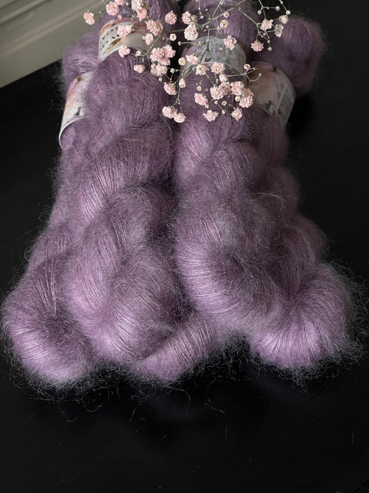 Laine Doucette Romantica kid mohair et soie Tison orange rouge braise teinte main Wooliette