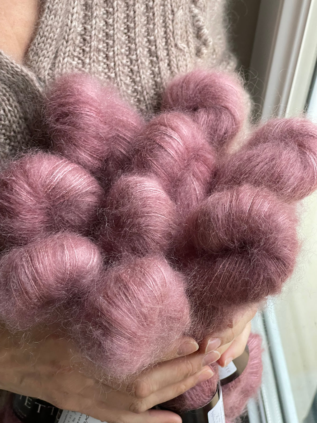 Laine Doucette kid mohair et soie Love Is rose fané teinte main Wooliette