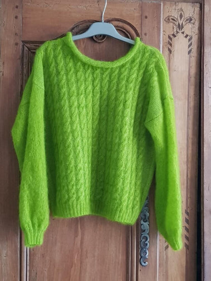 Détail texture Doucette Romantica halo vaporeux coloris vert anis Artemis Wooliette