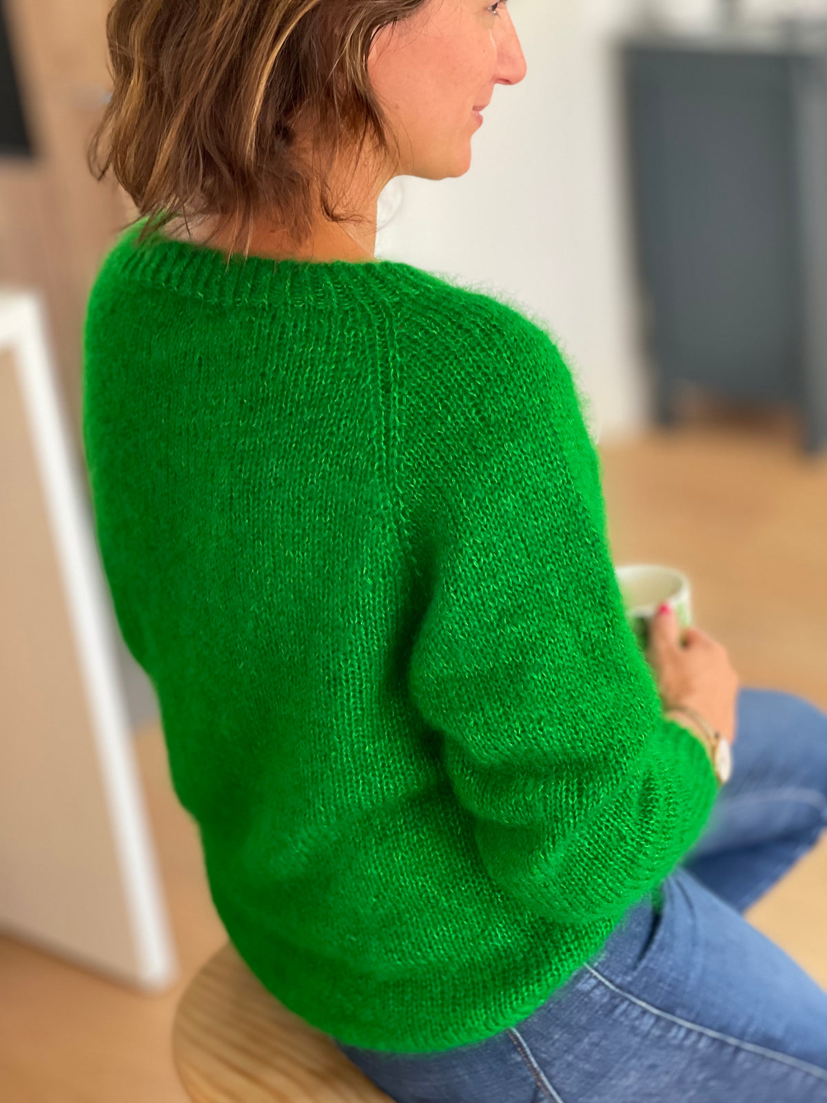 Laine Doucette kid mohair et soie Verde vert vif teinte main Wooliette