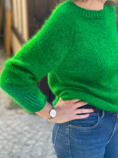 Laine Doucette kid mohair et soie Verde vert vif teinte main Wooliette