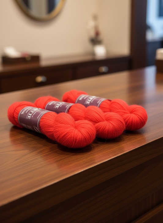 Laine à chaussettes artisanale rouge mérinos nylon fingering France Wooliette