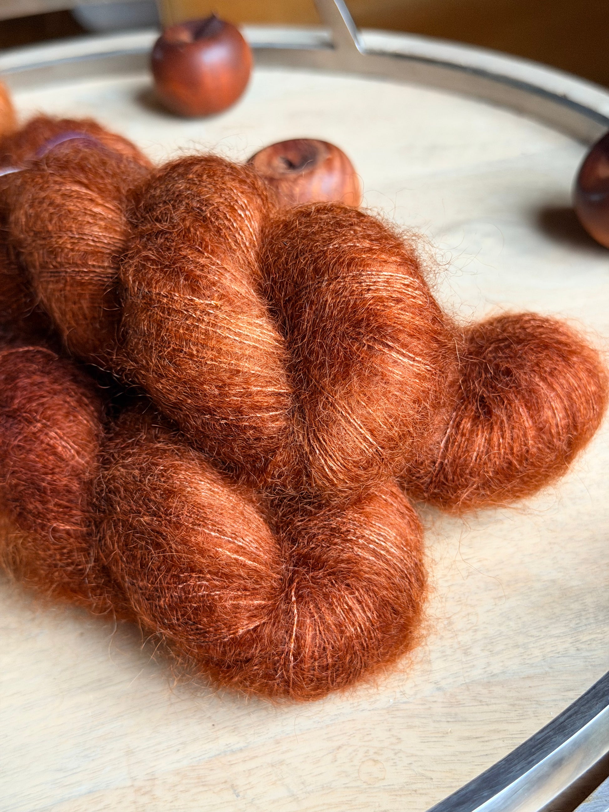 Laine artisanale lace Doucette kid mohair et soie roux cuivré Rousseurs Wooliette
