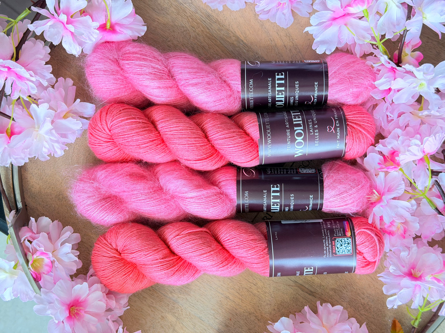 Combo Quartet lace & fingering Pink Flowers Bloom + patron gratuit