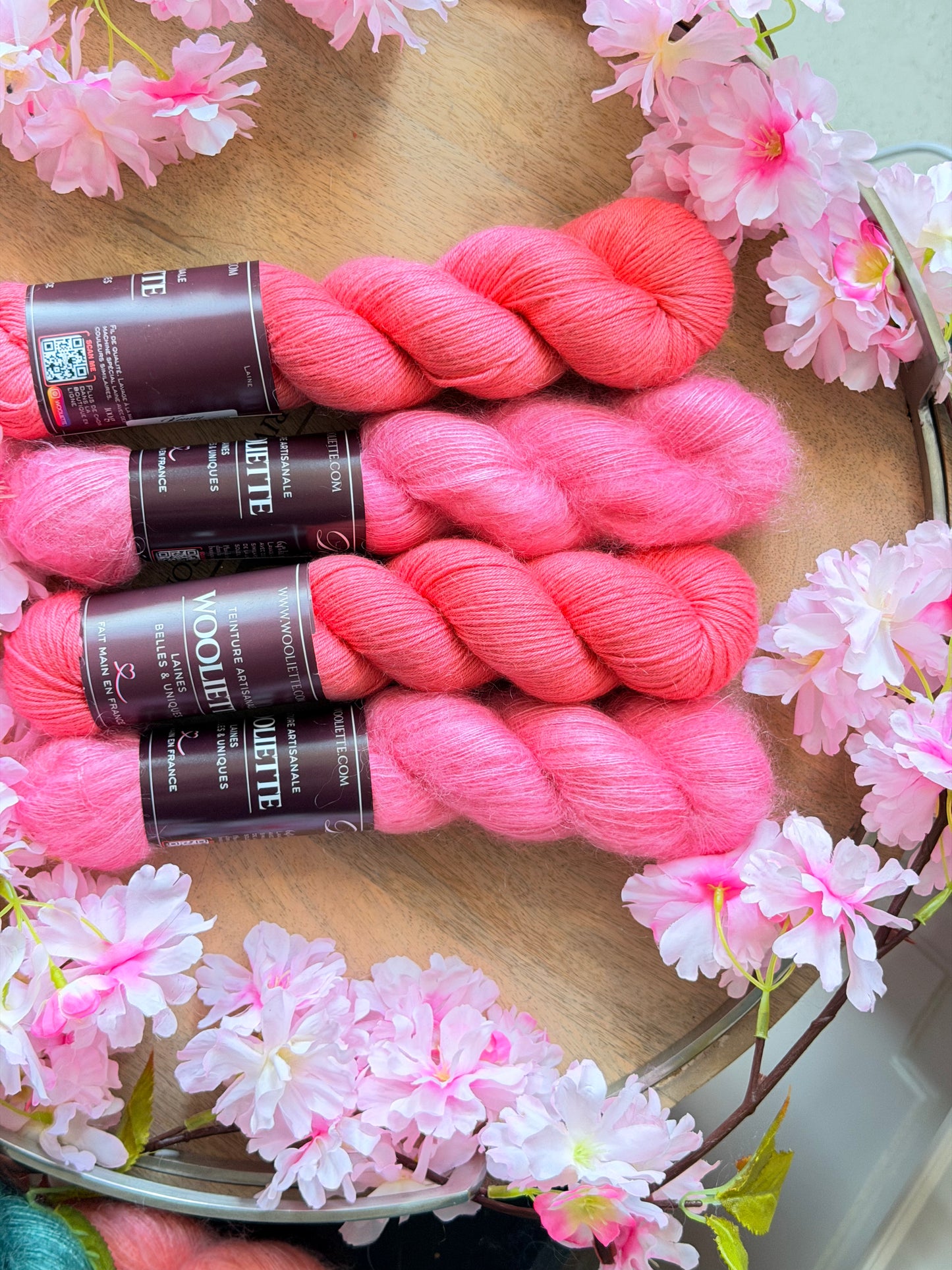 Combo Quartet lace & fingering Pink Flowers Bloom + patron gratuit