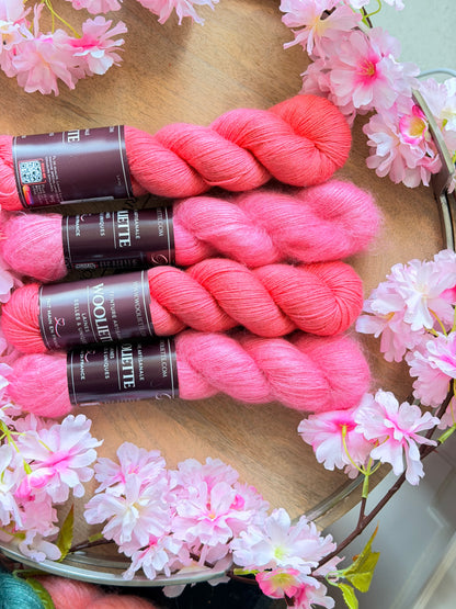 Combo Quartet lace & fingering Pink Flowers Bloom + patron gratuit