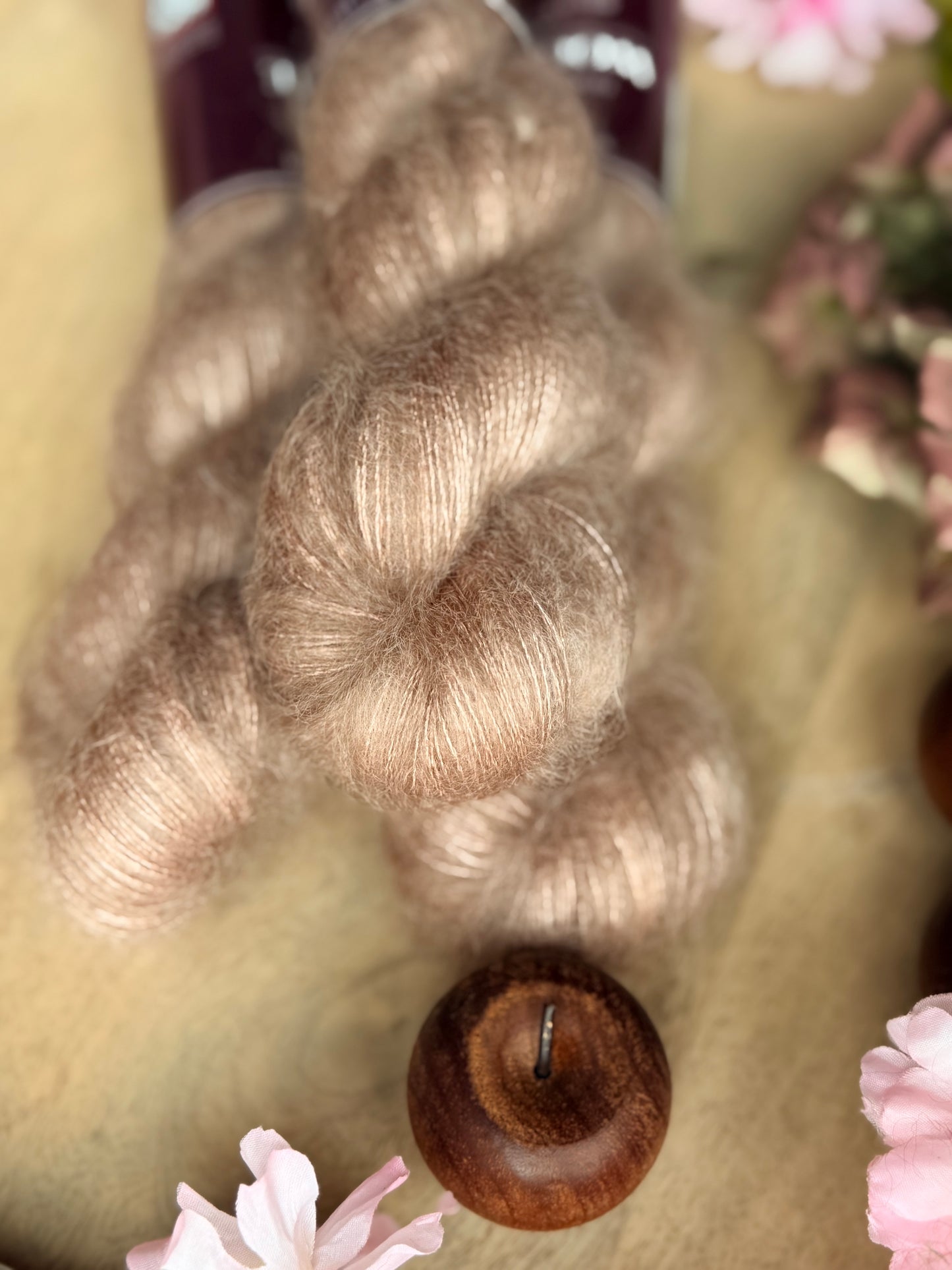 Laine artisanale Doucette Kid Mohair & Soie Latte Rosatto